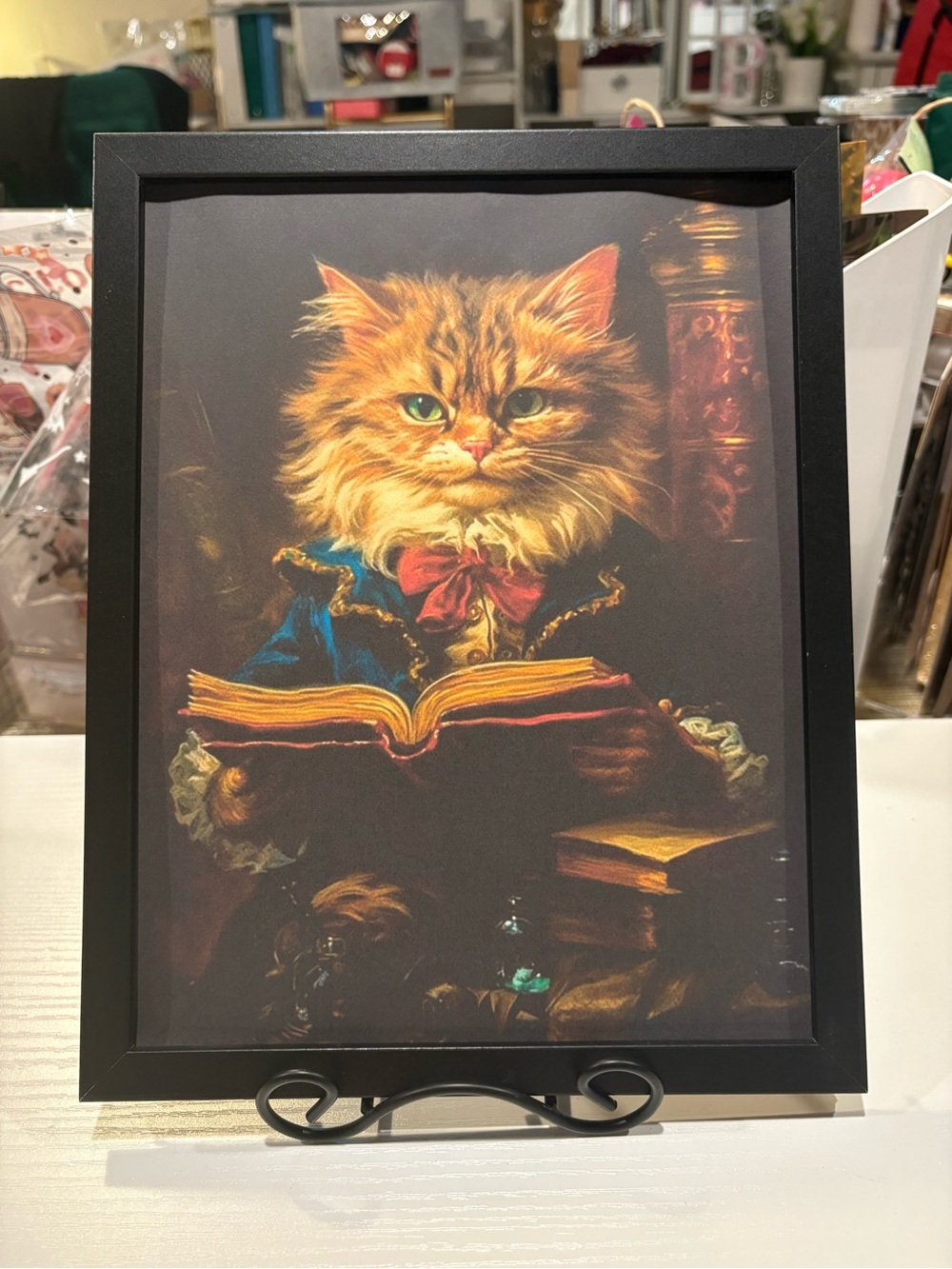 Baroque Cat Reading a Book Framed 8x10 Cat Portrait Art Print